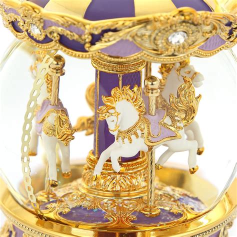 Romantic Purple Color Carousel Merry Go Round Music Snow Globe