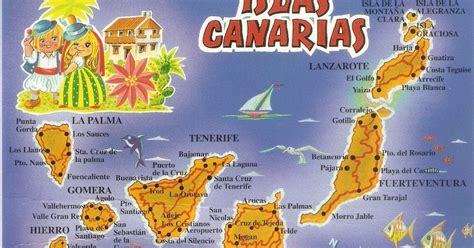 Postcard A La Carte Canary Islands Map Of Island Archipelago
