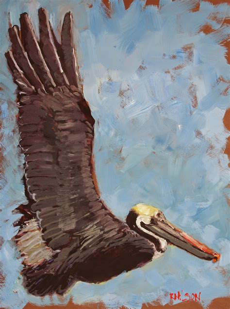 Rick Nilsons Paintings Pelican In Flight Sold