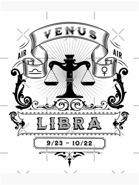 The Zodiac Sign Of Libra Black And White Poster By Rhombusonion
