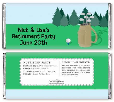 Golf Retirement Party Candy Bar Wrappers Candles And Favors