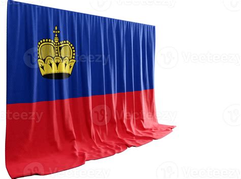 Liechtenstein Flag Curtain in 3D Rendering Liechtenstein's Natural