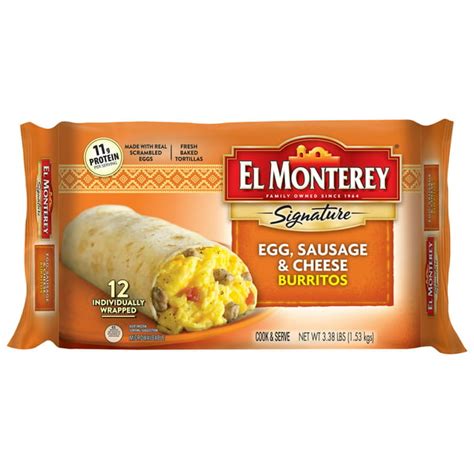 El Monterey Signature Egg Sausage And Cheese Breakfast Burritos 12 Ct