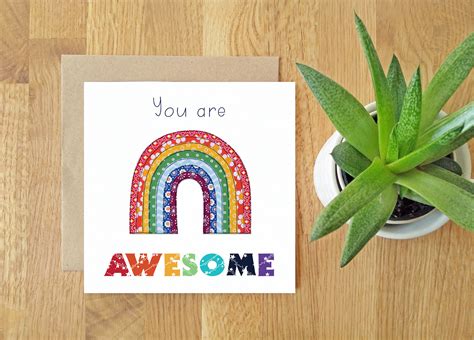 You Are Awesome Blank Greeting Card Free Motion Embroidery Print