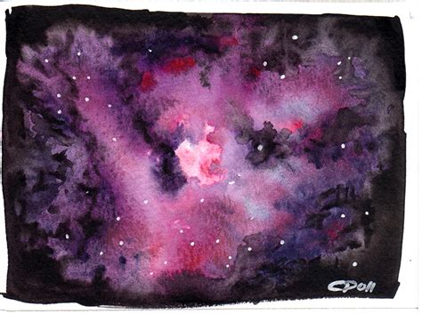 Magenta Nebula Watercolor 6″ X 4″ Space Art By Christopher Doll