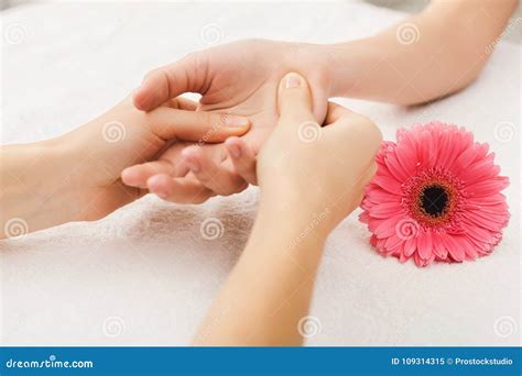 Hand Massage At Spa Salon On White Towel Stock Image Image Of Luxury Nailcare 109314315
