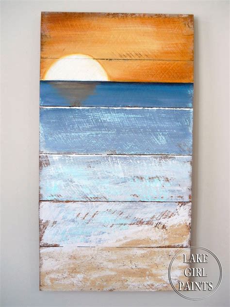 How To Paint Beach Art Lake Girl Paints Pallet Painting Painting