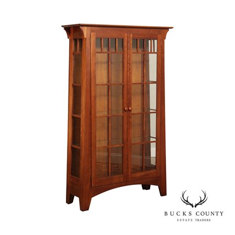 Ethan Allen American Impressions Glass Door Cherry Lighted Bookcase