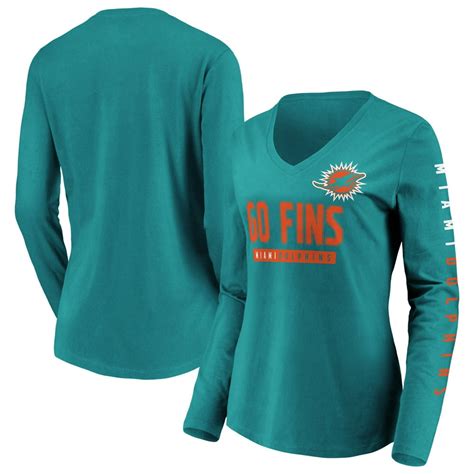 Miami Dolphins Fanatics Branded Women S Team Slogan Long Sleeve V Neck T Shirt Aqua Walmart