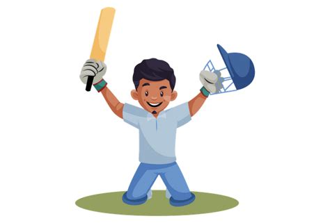 Best Premium Cheerful Indian Cricket Player Illustration Download In