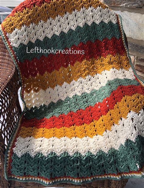 Handmade Crochet Fall Colors Throw Blanketafghan Fall Etsy Crochet