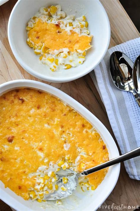 Cream Cheese Corn Casserole Recipe ~ A Decadent Comforting Side Dish Featuring Sweet Corn Mixed