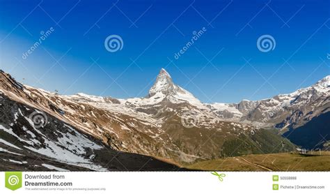 Mountain Matterhorn With Blue Sky Zermatt Switzerland Stock Photo