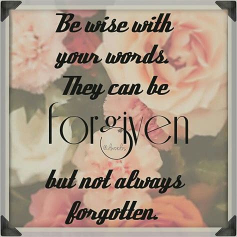 Be Wise With Your Words They Can Be Forgiven But Not Always Forgotten