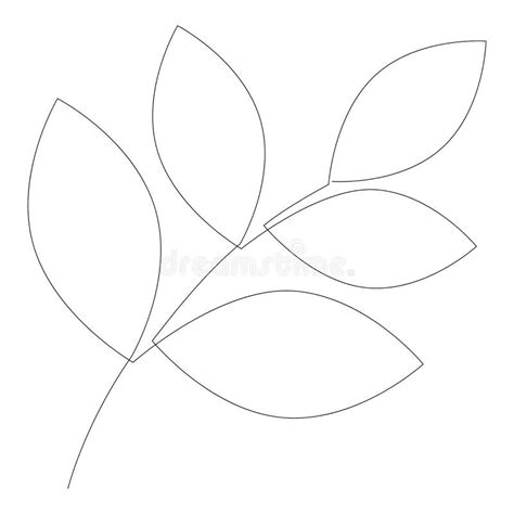 Leaves One Line Drawing Continuous Line Of Simple Branch Illustration