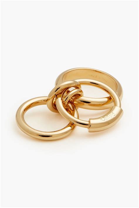 ChloÉ Set Of Three Gold Tone Rings The Outnet