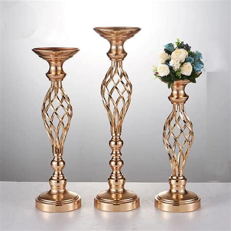 Gold Wedding Flower Vase Table Centerpiece 74cm Tall 10pcslot In Vases