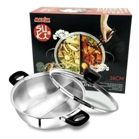 Jual Maxim Steambot Hot Pot Suki Pan Shabu Shabu Panci Sekat Stainless Dengan Bubble