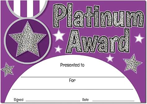 Superstickers Platinum Award Holographic Sparkly Certificate A5