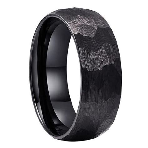 The inlay piece is often made of silver, gold or platinum for a high contrast look. Hammered tungsten carbide ring wedding band brushed finish ...