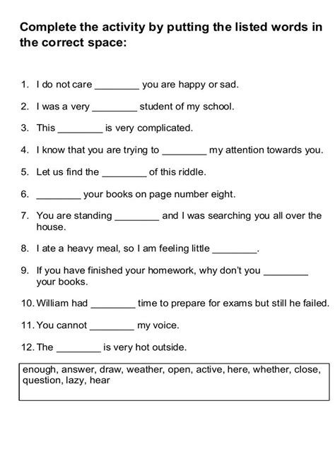 English Worksheets To Print For Free