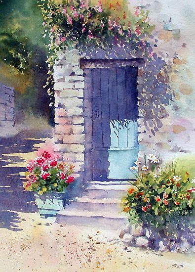 Sunlit Door With Geraniums By Ann Mortimer Watercolor Art Painting