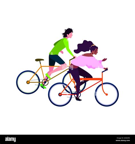 man and woman riding bicycle activity image vector illustration stock vector image and art alamy