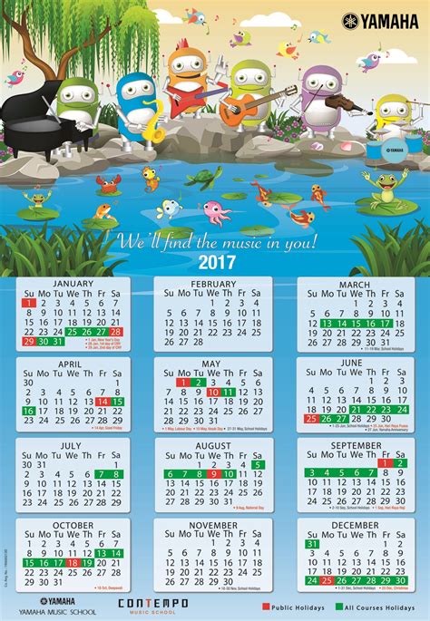 Show holidays on a calendar | print holidays to pdf. Yamaha Course Calendar 2017 - Yamaha - Singapore