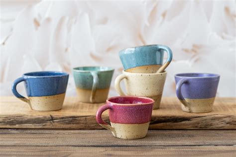 Cool Colorful Ceramic 4 Espresso Cups Coffee Lover Gift Set Etsy