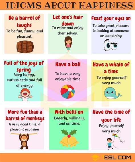 Happy Idioms Useful Phrases Idioms To Express Happiness ESL English Vocabulary Words