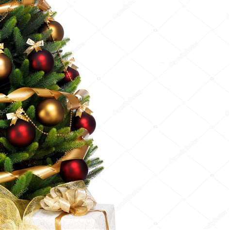 Decorated Christmas Tree On White Background — Stock Photo © Smaglov