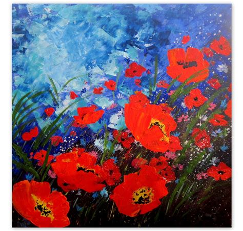 Original Acrylic Painting Poppy Field 5 Floral Abstract Painting Poppy