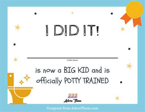Free Printable Potty Training Certificate