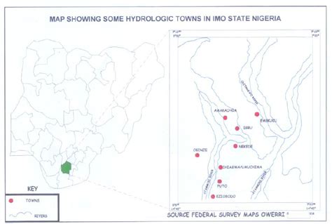 Location Map Of Nigeria Showing Otamiri River In Owerri Imo State