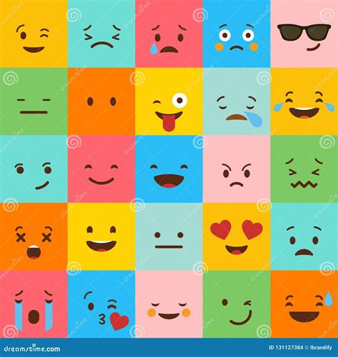 Vector Cuadrado Colorido Del Sistema De Los Emojis Ilustración Del