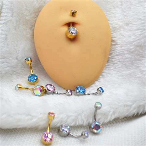 10pcs Body Jewelry G23 Titanium 1 6x10x5 8mm Cz Gems Navel Belly Button
