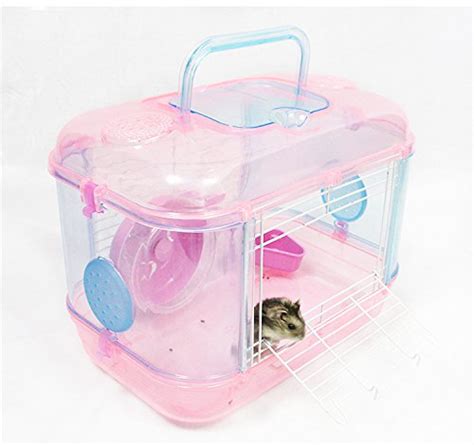 Hamster Cage Portable Carrier Hamster Carry Case Cage With Water Bottle