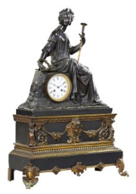 Bronze 19th Century French Figural Mantel Clock May Strike 3000