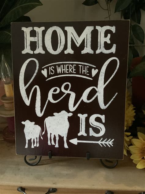 Home Is Where The Hers Is Country Farmhouse Sign Cow Decor Cowboy