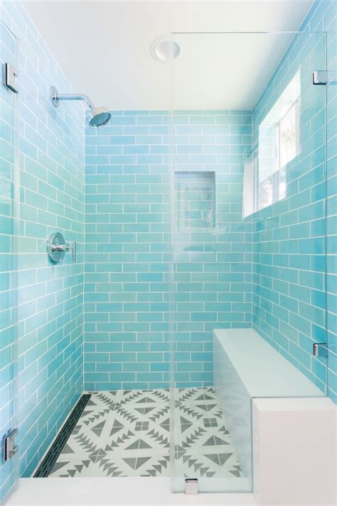 Bright Blue White Bathroom Modern Bathroom Los Angeles By