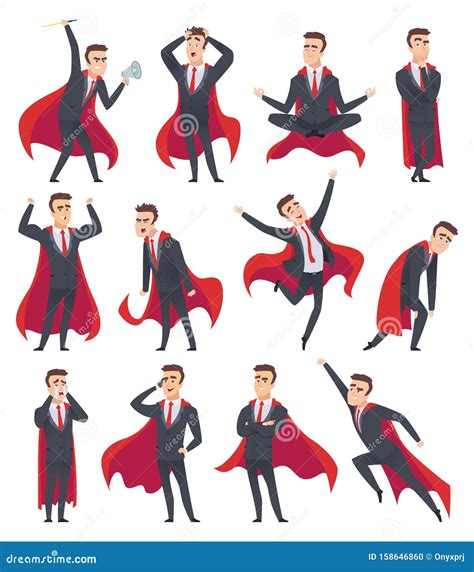 Businessman Superheroes Male Characters In Action Poses Of Superheroes