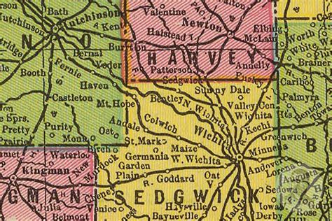 Vintage Kansas Map Old Map Of Kansas Historical Wall Etsy