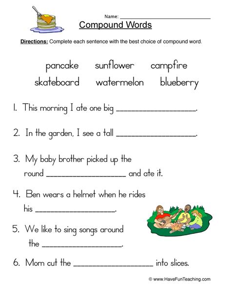 Compound Words Worksheet Grade 5
