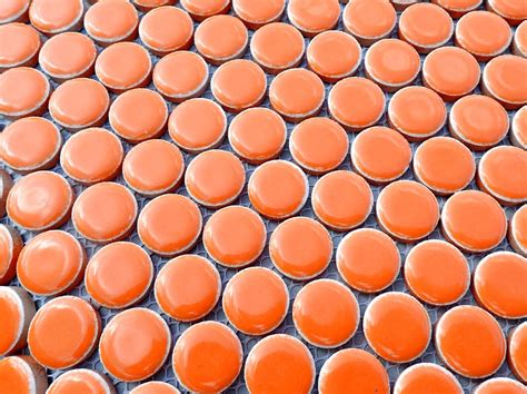 Orange Ceramic Tiles Penny Rounds 75 Inch 25 Tiles