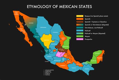 Etymology Of Mexican State Names Source Wouj Maps On The Web