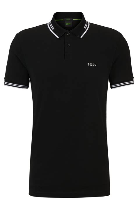 Boss Stretch Cotton Slim Fit Polo Shirt With Branding