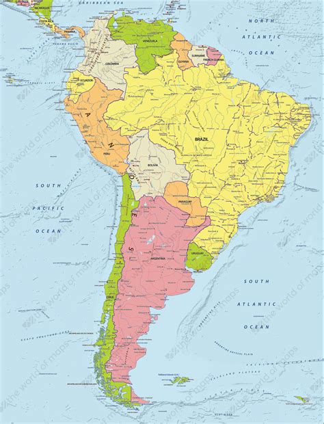 Politcal Digital Map South America 604 The World Of