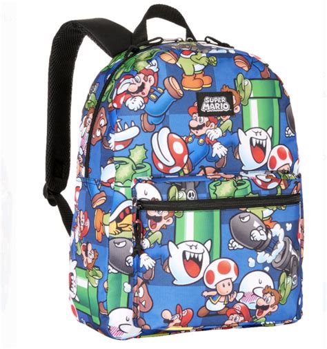 Nintendo Super Mario Bros All Over Print 16 Backpack School Book Bag