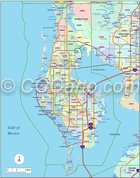 St Petersburg Fl Zip Code Boundary Map Pinellas County Zip Codes